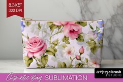 Spring Flowers Cosmetic Bag - Floral Makeup Bag PNG Product Image 1