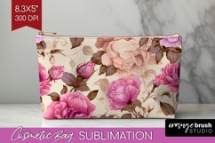 Spring Flowers Cosmetic Bag - Floral Makeup Bag PNG Product Image 1