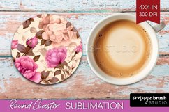 Spring Flowers Round Coaster - Floral Coaster PNG Product Image 1