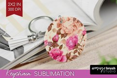 Spring Flowers Keychain PNG - Floral Keychain Sublimation Product Image 1