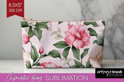 Spring Flowers Cosmetic Bag - Floral Makeup Bag PNG Product Image 1