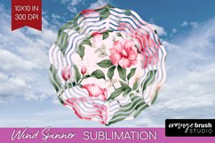 Spring Flowers Wind Spinner Sublimation PNG - Floral Round Product Image 1