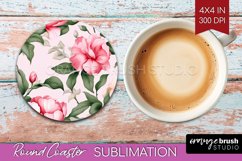 Spring Flowers Round Coaster - Floral Coaster PNG Product Image 1