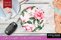 Spring Flowers Car Coaster - Floral Coaster PNG Sublimation Product Image 1