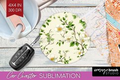 Spring Flowers Car Coaster - Floral Coaster PNG Sublimation Product Image 1