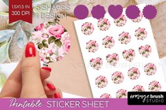 Spring Flowers Round Sticker - Floral Printable Sticker Product Image 1