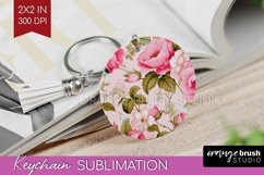 Spring Flowers Keychain PNG - Floral Keychain Sublimation Product Image 1