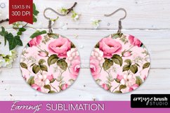 Spring Flowers Round Earrings - Floral PNG Sublimation Product Image 1
