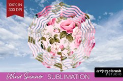 Spring Flowers Wind Spinner Sublimation PNG - Floral Round Product Image 1