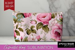 Spring Flowers Cosmetic Bag - Floral Makeup Bag PNG Product Image 1