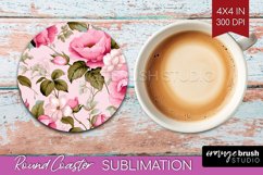 Spring Flowers Round Coaster - Floral Coaster PNG Product Image 1