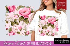 Spring Flowers Square Tshirt Background - Floral PNG Product Image 1