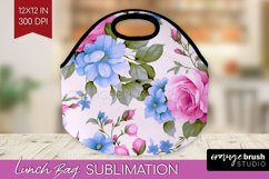 Spring Flowers Lunch Bag - Floral Lunch Bug PNG Sublimation Product Image 1