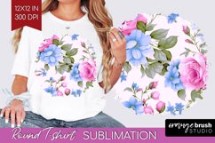 Spring Flowers Round Tshirt Background - Floral PNG Product Image 1