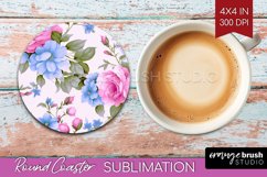 Spring Flowers Round Coaster - Floral Coaster PNG Product Image 1
