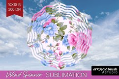 Spring Flowers Wind Spinner Sublimation PNG - Floral Round Product Image 1