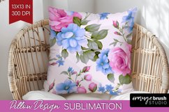 Spring Flowers Pillow Sublimation - Floral Pillow Cover PNG Product Image 1