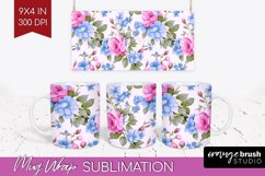 Spring Flowers Mug Wrap - Floral Mug PNG Sublimation Product Image 1