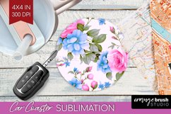 Spring Flowers Car Coaster - Floral Coaster PNG Sublimation Product Image 1