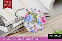 Spring Flowers Keychain PNG - Floral Keychain Sublimation Product Image 1