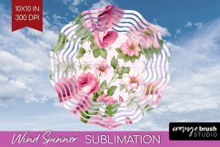 Spring Flowers Wind Spinner Sublimation PNG - Floral Round Product Image 1
