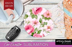 Spring Flowers Car Coaster - Floral Coaster PNG Sublimation Product Image 1