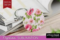 Spring Flowers Keychain PNG - Floral Keychain Sublimation Product Image 1