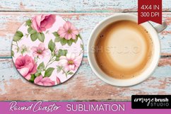 Spring Flowers Round Coaster - Floral Coaster PNG Product Image 1