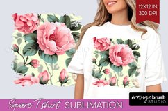 Spring Flowers Square Tshirt Background - Floral PNG Product Image 1