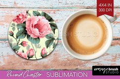 Spring Flowers Round Coaster - Floral Coaster PNG Product Image 1