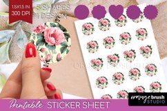 Spring Flowers Round Sticker - Floral Printable Sticker Product Image 1