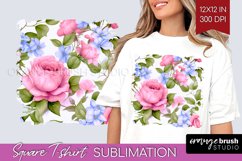 Spring Flowers Square Tshirt Background - Floral PNG Product Image 1