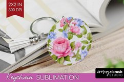 Spring Flowers Keychain PNG - Floral Keychain Sublimation Product Image 1