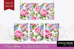 Spring Flowers Mug Wrap - Floral Mug PNG Sublimation Product Image 1