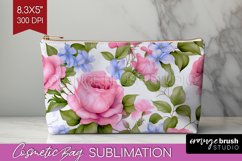 Spring Flowers Cosmetic Bag - Floral Makeup Bag PNG Product Image 1