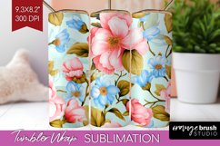 Spring Flowers Tumbler Wrap - Floral Tumbler PNG Sublimation Product Image 1