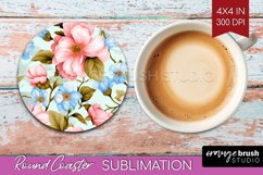 Spring Flowers Round Coaster - Floral Coaster PNG Product Image 1