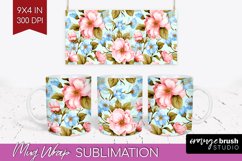Spring Flowers Mug Wrap - Floral Mug PNG Sublimation Product Image 1