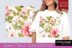 Spring Flowers Square Tshirt Background - Floral PNG Product Image 1