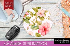 Spring Flowers Car Coaster - Floral Coaster PNG Sublimation Product Image 1