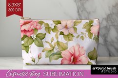 Spring Flowers Cosmetic Bag - Floral Makeup Bag PNG Product Image 1