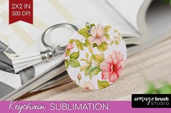 Spring Flowers Keychain PNG - Floral Keychain Sublimation Product Image 1