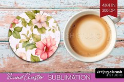 Spring Flowers Round Coaster - Floral Coaster PNG Product Image 1