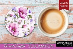 Spring Flowers Round Coaster - Floral Coaster PNG Product Image 1