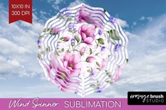 Spring Flowers Wind Spinner Sublimation PNG - Floral Round Product Image 1