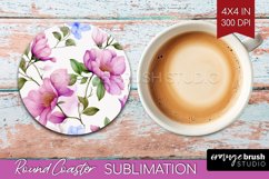 Spring Flowers Round Coaster - Floral Coaster PNG Product Image 1