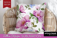Spring Flowers Pillow Sublimation - Floral Pillow Cover PNG Product Image 1