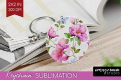Spring Flowers Keychain PNG - Floral Keychain Sublimation Product Image 1