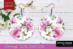 Spring Flowers Round Earrings - Floral PNG Sublimation Product Image 1