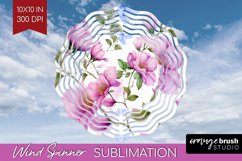 Spring Flowers Wind Spinner Sublimation PNG - Floral Round Product Image 1